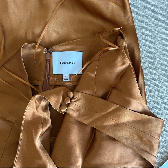 NWT Reformation Daniela Silk Maxi Dress Gown - Copper Party Cocktail Event - Picture 7 of 9
